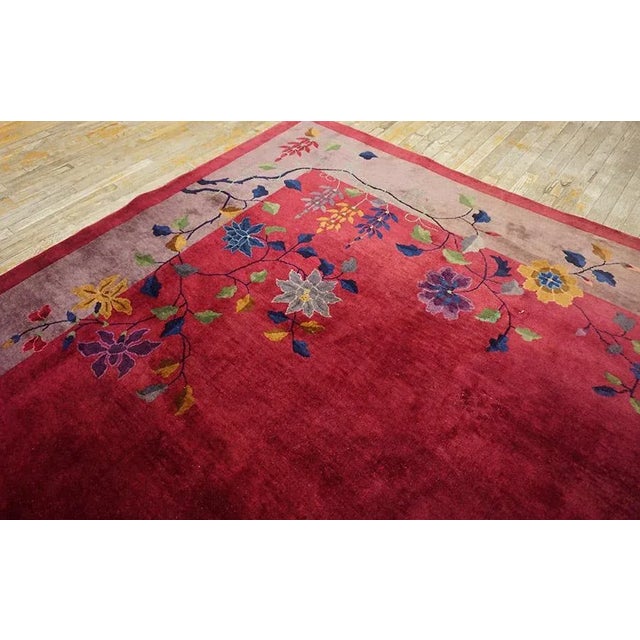 1920s 1920s Knotted Purple Wool Antique Chinese Art Deco Room Size Rectangle Rug For Sale - Image 5 of 14