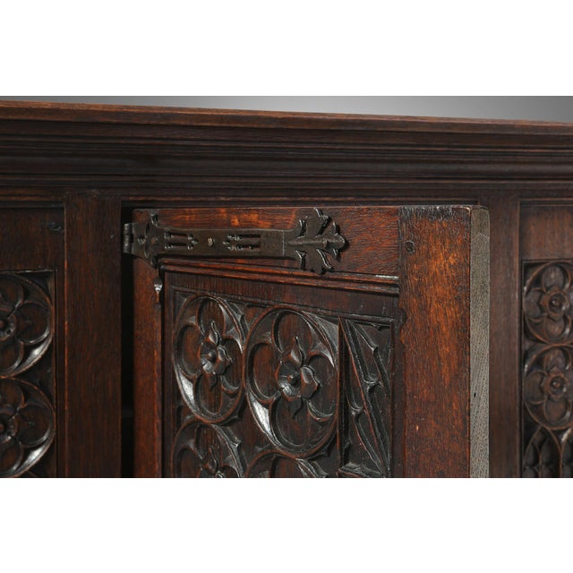 Neo-Gothic Cabinet in Oak with Rich Decorations and Hidden Storage, France, 1850s For Sale - Image 12 of 18