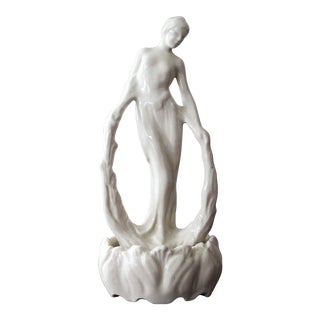 Vintage Cowan Pottery Figural Draped Woman Flower Frog For Sale