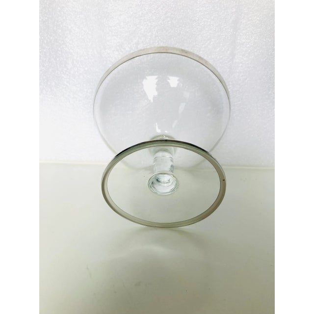 Vintage Clear Glass & Silver Rim Compote For Sale - Image 4 of 6