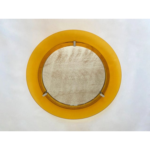 Yellow Convex Glass & Chrome Wall Mirror from Veca, Italy, 1960s For Sale - Image 6 of 9