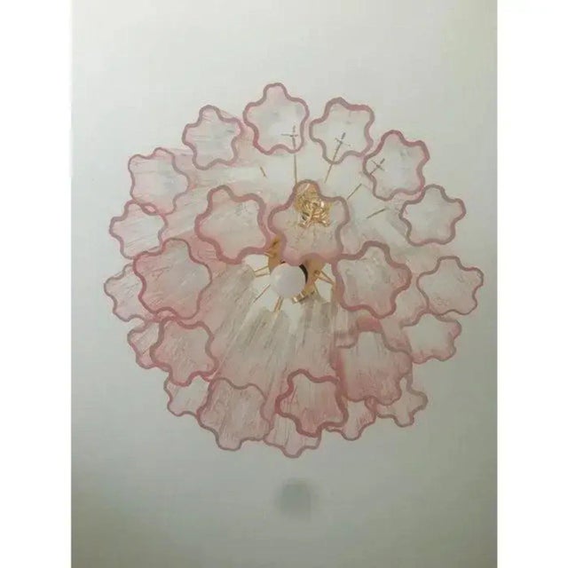 Mid-Century Modern Murano Style Glass Vanished Pink Tronchi Chandeliers by Simoeng for Simoeng, Set of 2 For Sale - Image 3 of 13