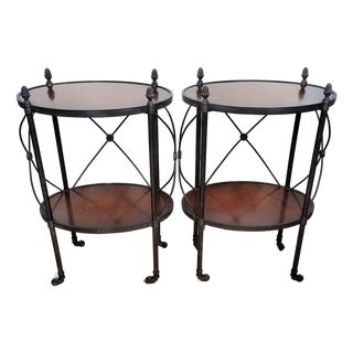 Pair of Vintage Oval Gueridon Theodore Alexander Side End Tables For Sale