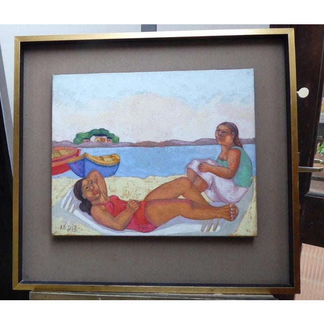 Juana Elena Diz, Fun in the Sun, 1960s, Oil Painting on Canvas, Framed For Sale - Image 15 of 16