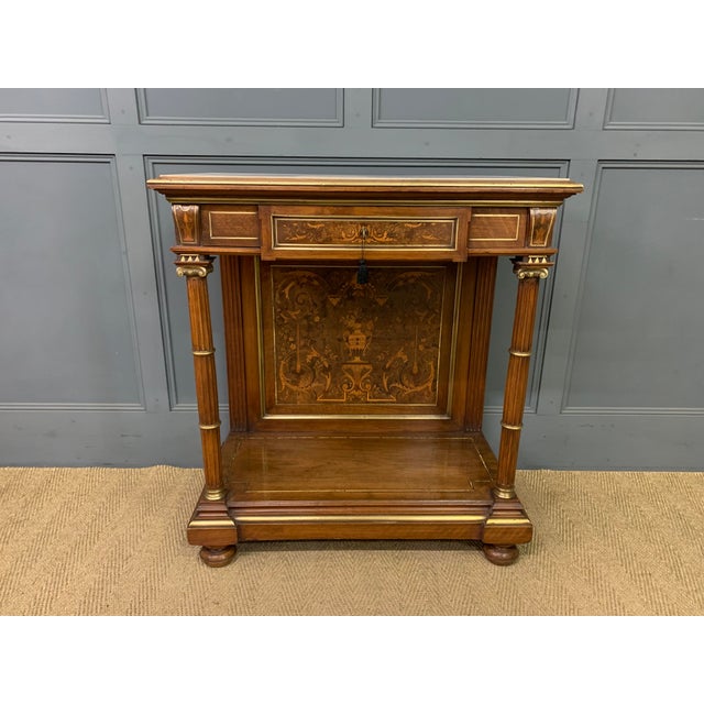 Antique Walnut Marquetry Pier Table, 1870 For Sale - Image 17 of 18