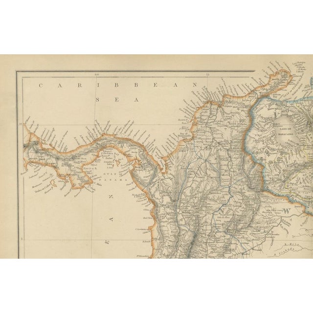Venezuela, New Granada and Ecuador, Antique Map, Northern South America, 1860 For Sale - Image 3 of 10