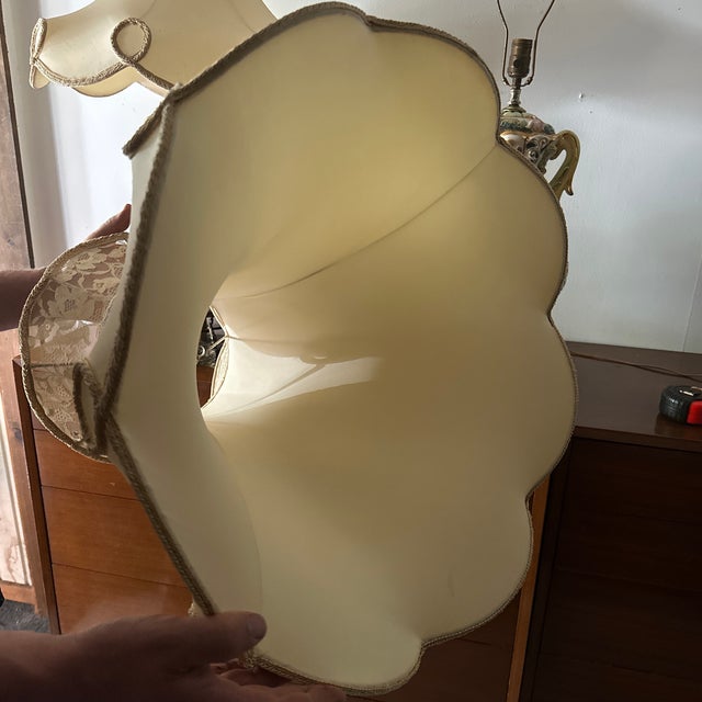 Capodimonte Lamp Pair With Giant 50s Shades For Sale - Image 9 of 9