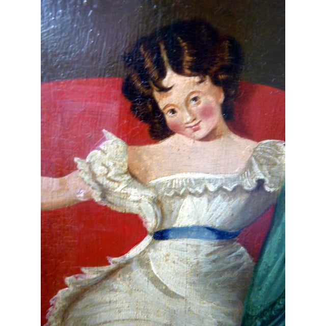 Antique 1830s German Biedermeier Child Portrait Oil on Board, Framed For Sale In Los Angeles - Image 6 of 9