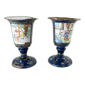 19th Century Pair of Chinese Peking Canton Enamel Goblet Cups