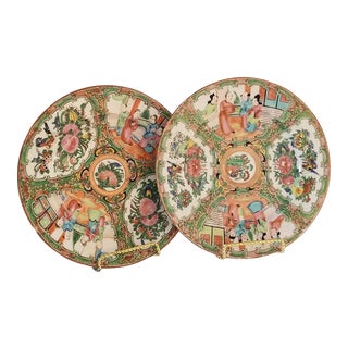 Antique Rose Medallion Plates- Set of 2 For Sale