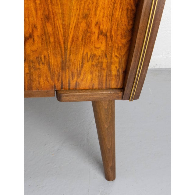 Gold 20th Mid-Century Bar Cocktail Cabinet in Walnut & Marble, France For Sale - Image 8 of 18