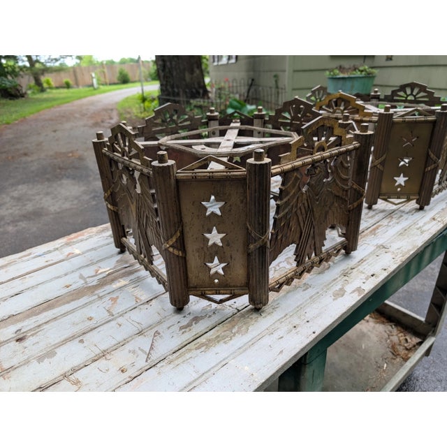Antique American Art Deco Architectural Bronze Eagle Chandeliers - a Pair For Sale In Dallas - Image 6 of 18