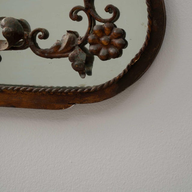 Italian Wrougt Iron Neo Baroque Mirror Italy Mid 20th Century For Sale - Image 11 of 11