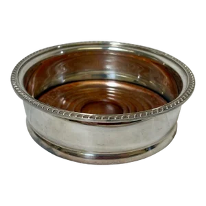Antique George Wilkin Silver Plate Wine Coaster With Wooden Bottom Made in England - Circa 1905
