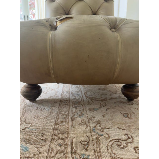 1950s Vintage Tufted Leather Fireside Chair, French, Circa 1950s For Sale - Image 5 of 8