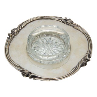 Butter Dish with Saucer in Embossed Silver For Sale