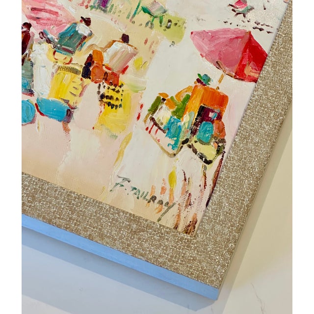 Beach Scene in Pastels, Original Painting Framed by Tailroy For Sale - Image 4 of 6