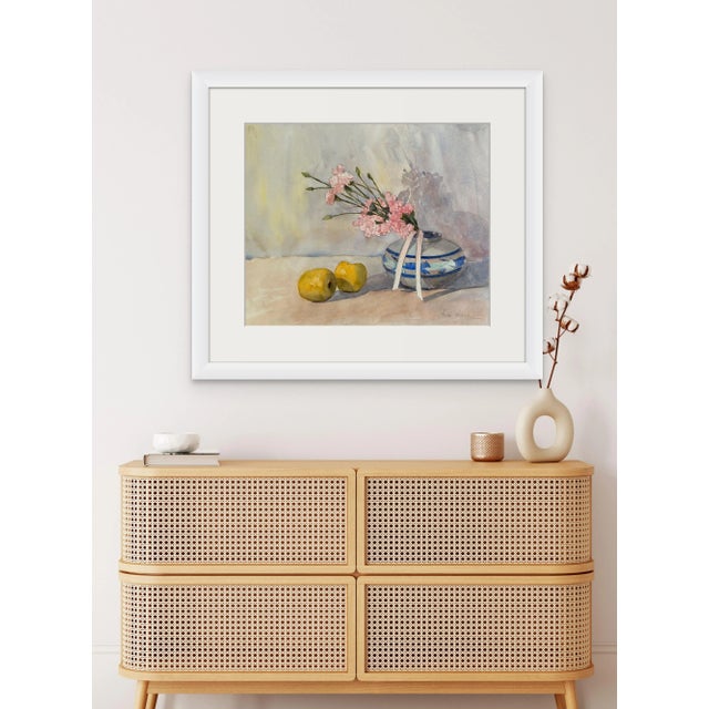 2020s "Apples in the Sunlight" Original Impressionist Flower and Fruits Still Life Watercolor on Paper Painting Art by Anna Novick, Framed For Sale - Image 5 of 11