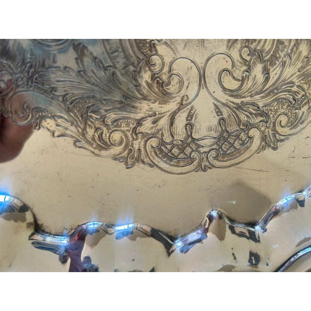 Late 19th-Century Victorian English Sheffield Silverplate Serving Tray with Rococo Scroll Handles For Sale - Image 12 of 12