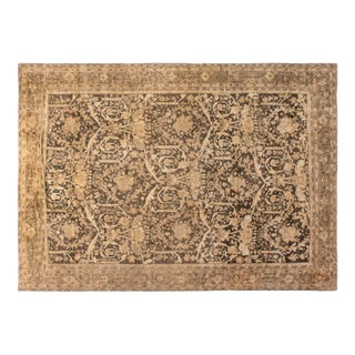 Antique Persian Sultanabad Camel and Brown Handwoven Wool Carpet For Sale