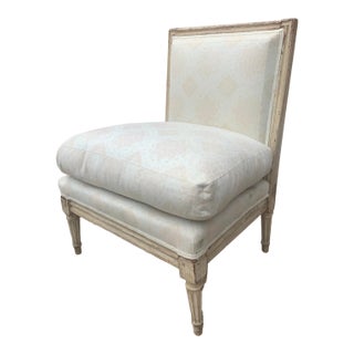 Antique Chauffeuse Chair With Down Cushion For Sale