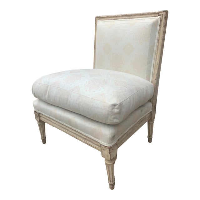 Antique Chauffeuse Chair With Down Cushion For Sale