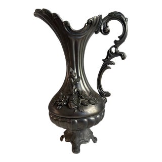 1950s Italian Pewter Footed Pitcher Vase For Sale