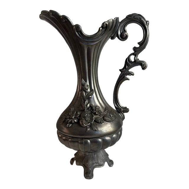 1950s Italian Pewter Footed Pitcher Vase For Sale