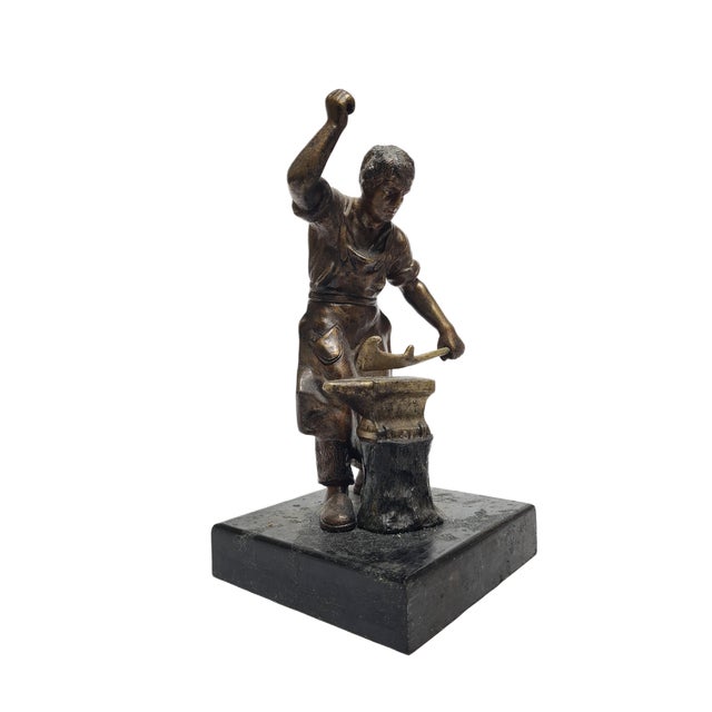 Sculpture of the Smith, Poland, 1950s, in Worn conditions. Designed 1950 to 1959