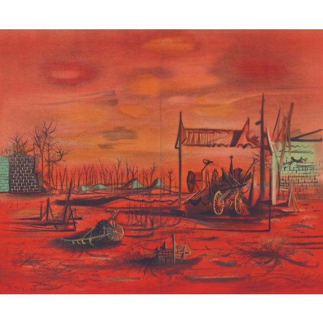 Original lithograph after the painting "Dans Les Landes" (In the Landes) by Jean Carzou, published in the 1959 monograph...