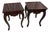 Set of 2 Antique Solid Wood Accent Table With Cabriole Legs and Carved Accents For Sale