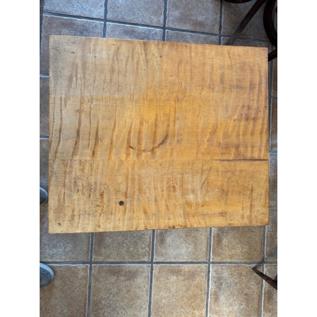 Early 19th Century 1800’s Solid Beautiful Tiger Maple, Curly Maple / Flame Maple Side Table. For Sale - Image 5 of 11