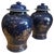 18th Century Chinese Powder Blue Gilt Decorated Jars, Set of 2 For Sale
