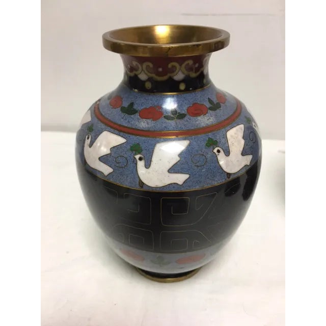 Vintage Asian Cloisonne Vases - A Pair For Sale In Chicago - Image 6 of 8