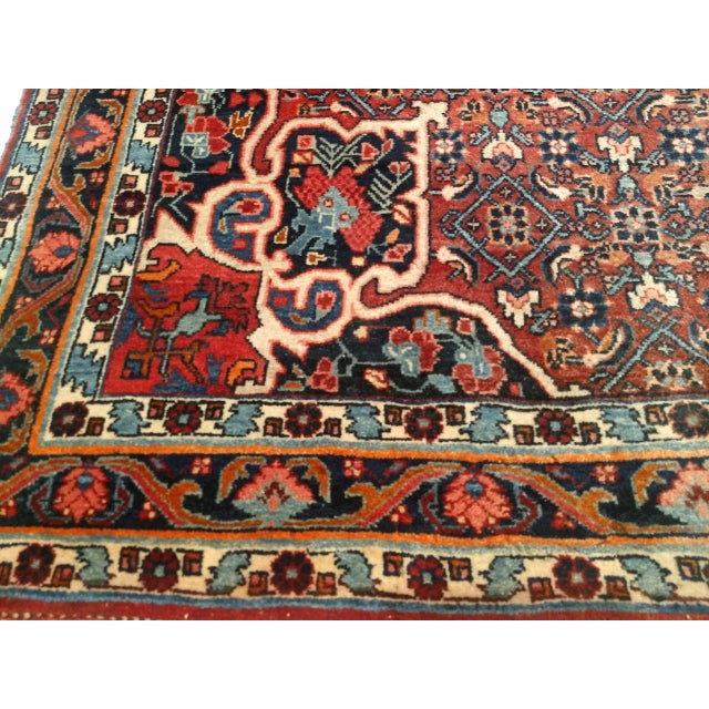 Vintage Persian Bidjar Gallery Rug, Hand-Knotted Wool, Geometric Medallion Pattern, Red & Navy, 5x9 For Sale - Image 17 of 17