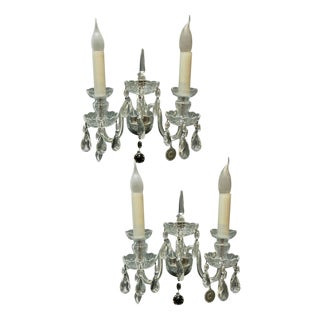 Crystal Bohemian Sconces, 1970s, Set of 2 For Sale