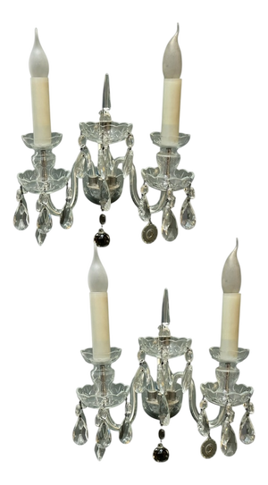 Crystal Bohemian Sconces, 1970s, Set of 2