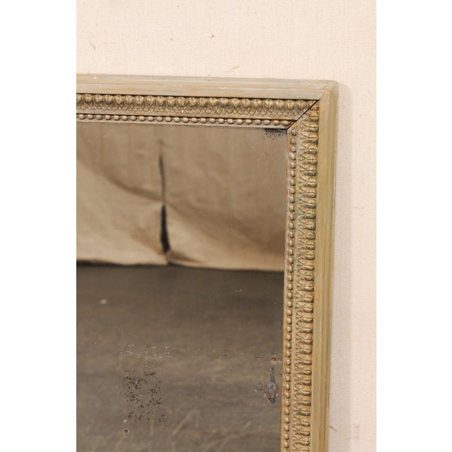 Wood 19th Century French Classical Taupe Painted Wood Wall Mirror For Sale - Image 7 of 10