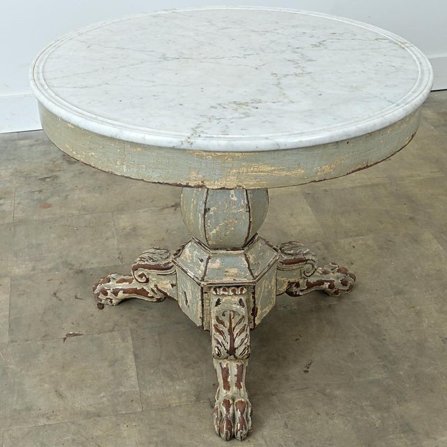 French 19th Century White Marble Top Gueridon with Painted Finish For Sale - Image 16 of 17