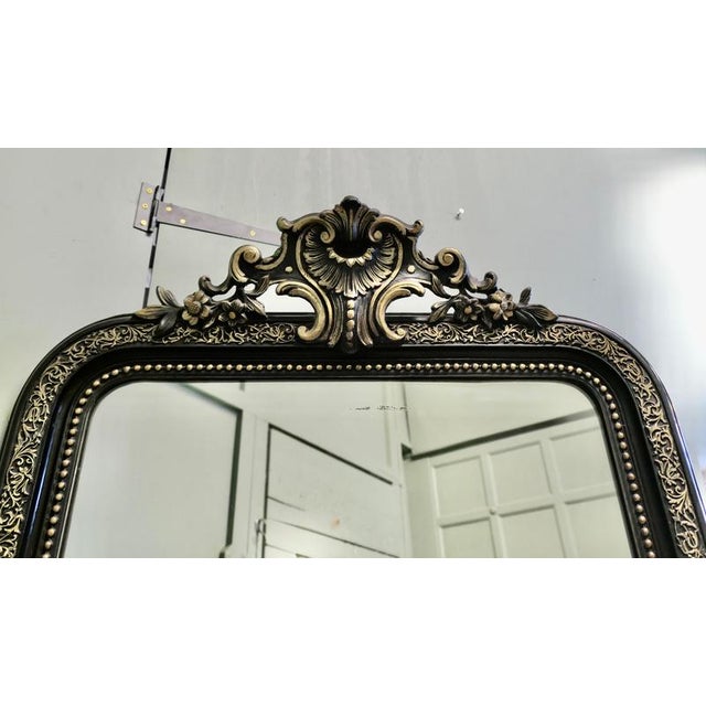 Napoleon III Black Gold Pier Mirror For Sale - Image 6 of 7
