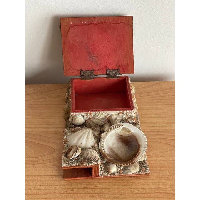 1930s Antique Sailors Valentines Sea Shell Box For Sale - Image 5 of 5