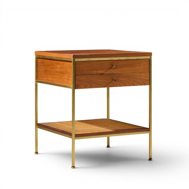 Paul McCobb Model 8714 Mid Century Mahogany, Brass and Cane Nightstands - Pair For Sale In Chicago - Image 6 of 13