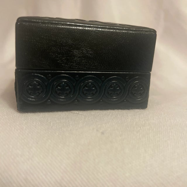 Mid 20th Century Italian Embossed Leather Square Box For Sale - Image 4 of 5