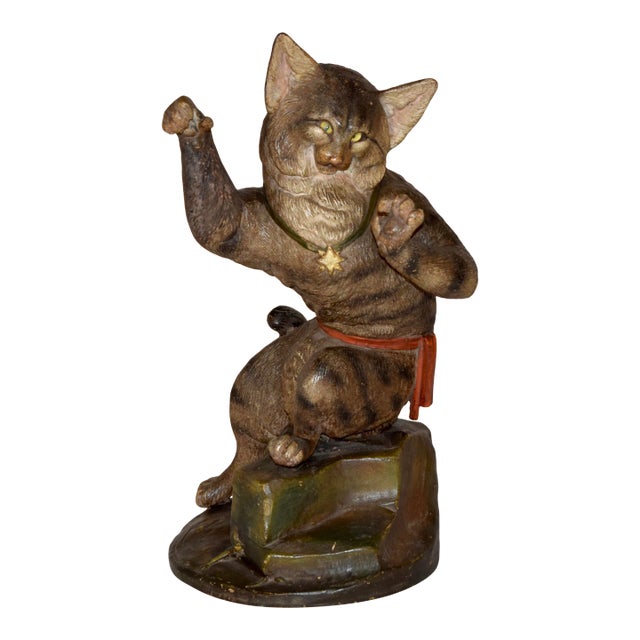 19th C Austrian Terracotta Cat For Sale