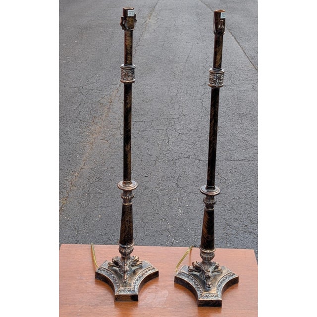 Vintage Late 20th Century Baroque Style Resin Table Lamps - A Pair For Sale - Image 4 of 9