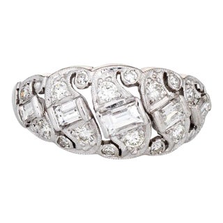 Mid 20th Century Vintage Diamond Anniversary Band Sz 5.5 Platinum Mid Century Ring For Sale