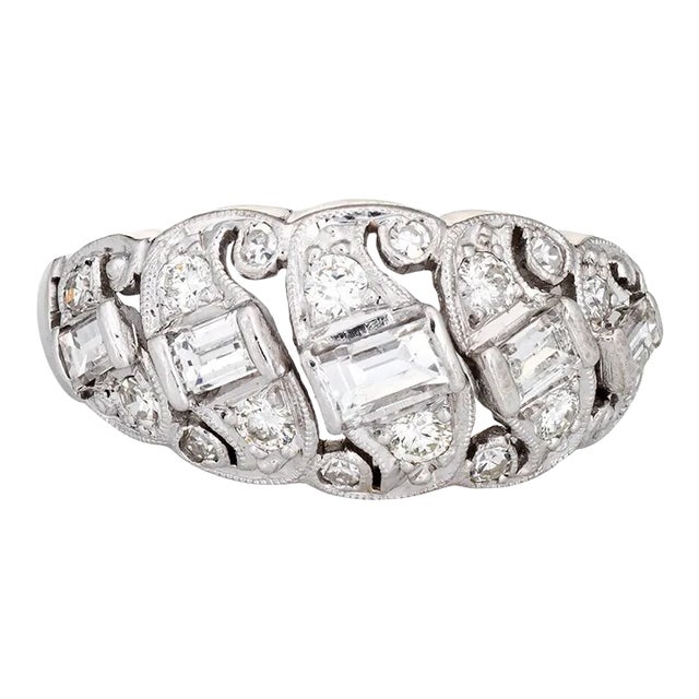 Mid 20th Century Vintage Diamond Anniversary Band Sz 5.5 Platinum Mid Century Ring For Sale