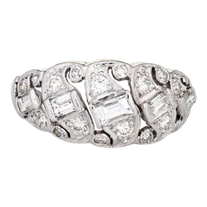 Mid 20th Century Vintage Diamond Anniversary Band Sz 5.5 Platinum Mid Century Ring