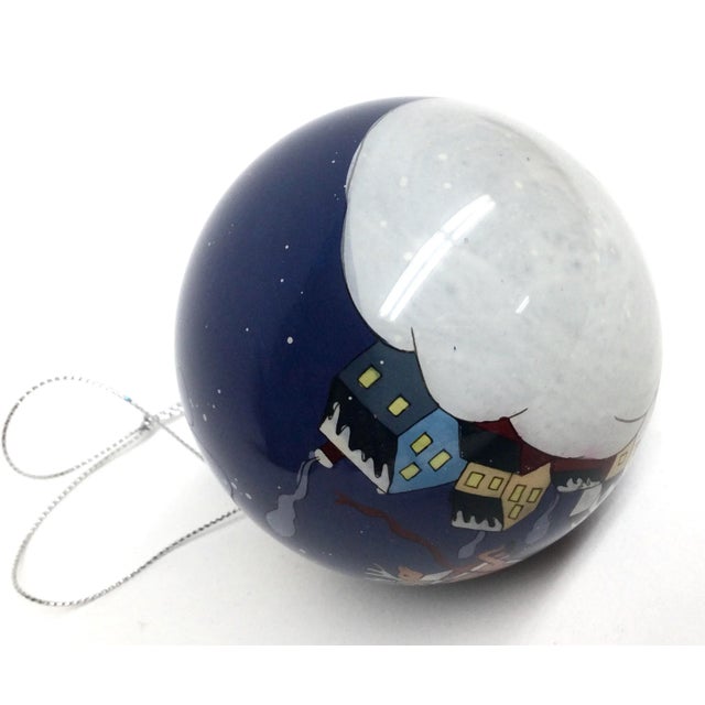 Vintage Hand Painted Glass Hanging Ornament Santa Clause For Sale - Image 9 of 10