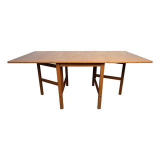 Mid 20th Century Drop-Leaf Solid Teak Dining Table From S. Burchardt Nielsen Danish-German For Sale